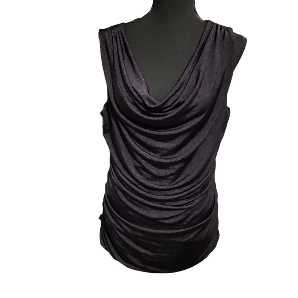 Apt 9 Rouched Sleeveless Blouse Black sz L